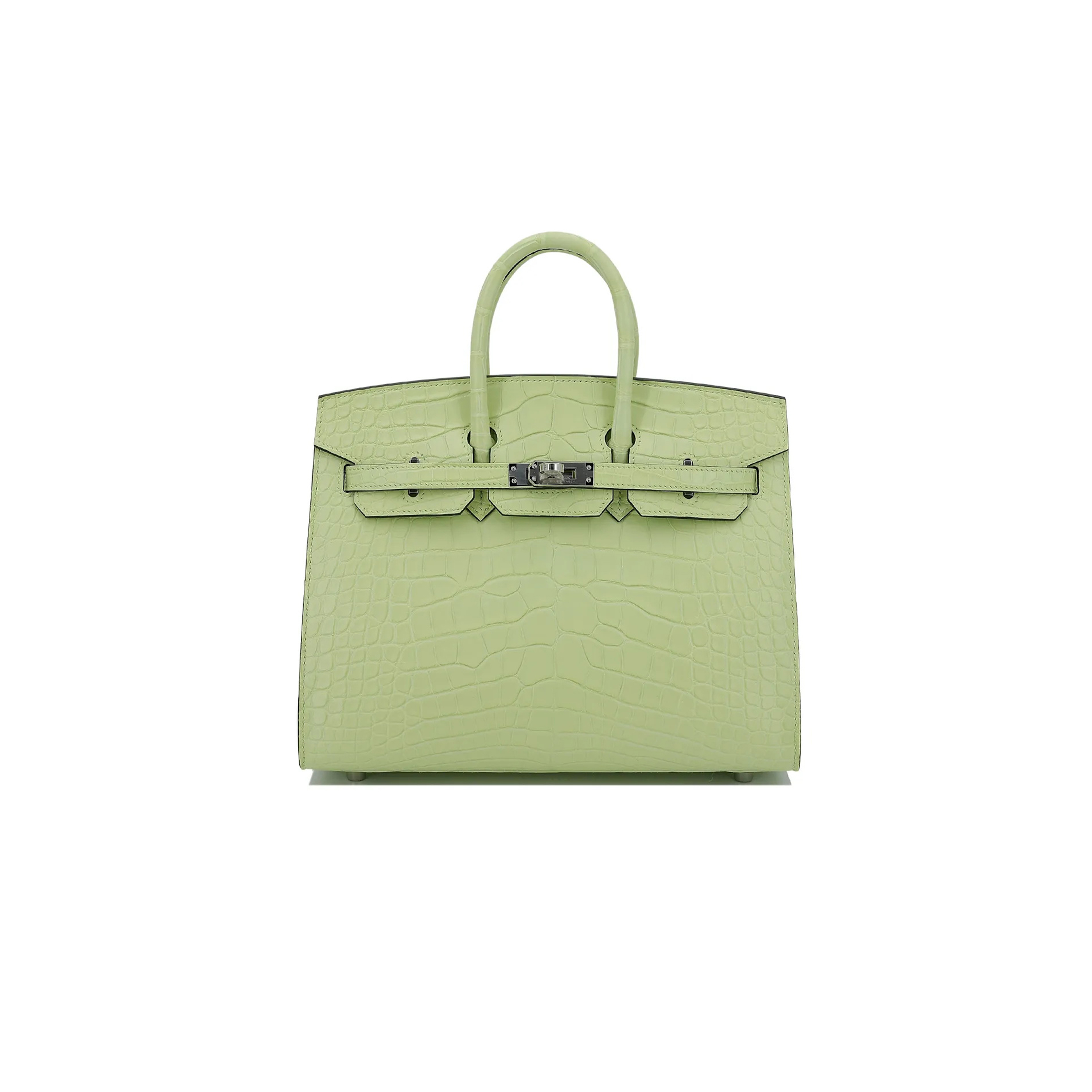 HERMÈS MASTER BIRKIN 25 CROCODILE LEATHER SPROUT GREEN SILVER BUCKLE H041354CKP2 (25*20*13cm)